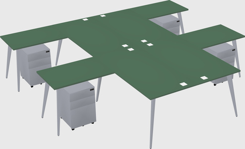 Shared l-shaped office desk system