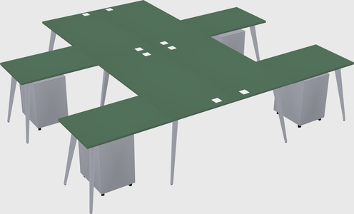 Shared l-shaped office desk system
