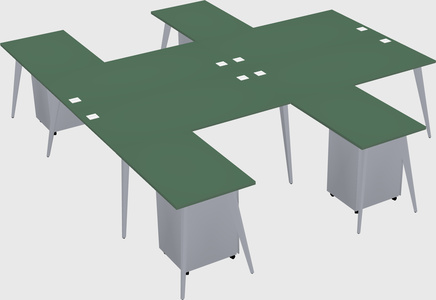 Shared l-shaped office desk system