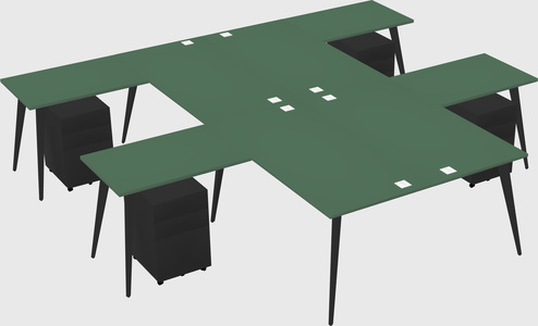 Shared l-shaped office desk system