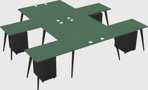 Shared l-shaped office desk system