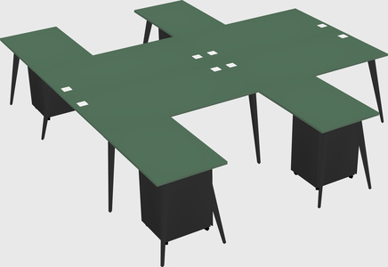 Shared l-shaped office desk system