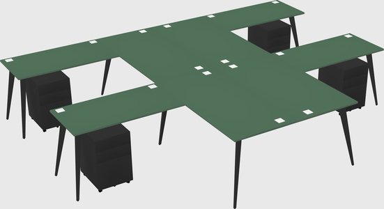 Shared l-shaped office desk system