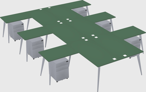 Shared l-shaped office desk system