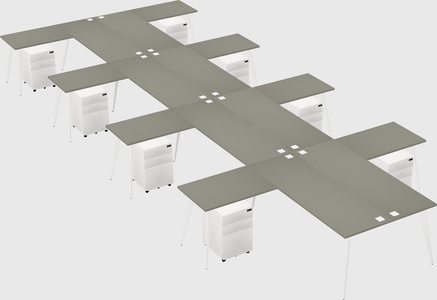 Shared l-shaped office desk system
