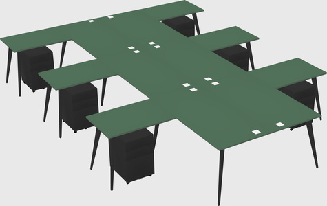 Shared l-shaped office desk system