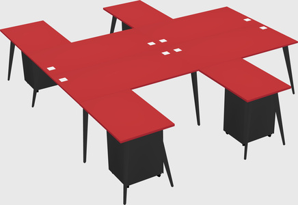 Shared l-shaped office desk system