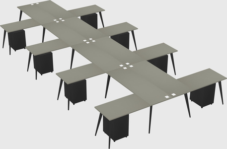 Shared l-shaped office desk system