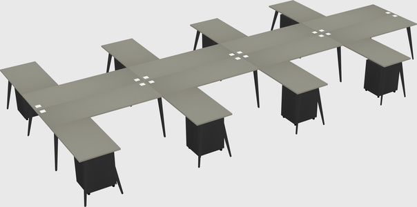 Shared l-shaped office desk system