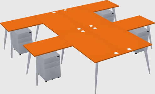 Shared l-shaped office desk system