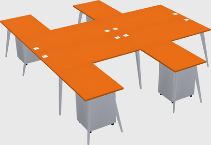 Shared l-shaped office desk system