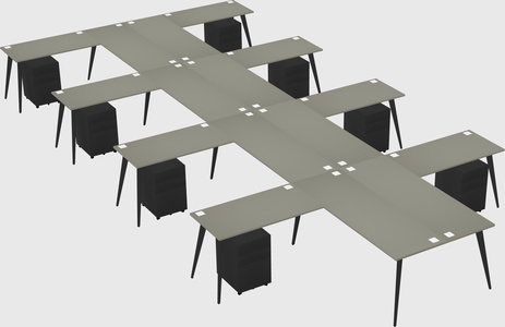 Shared l-shaped office desk system