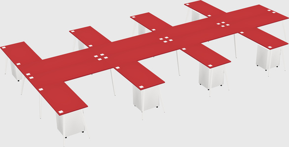 Shared l-shaped office desk system