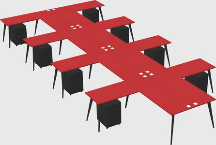 Shared l-shaped office desk system