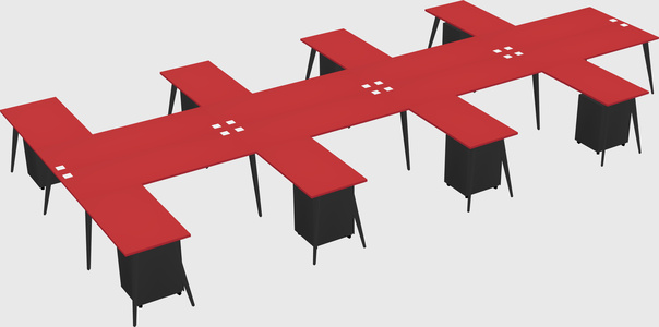 Shared l-shaped office desk system