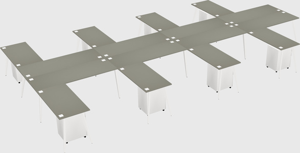 Shared l-shaped office desk system