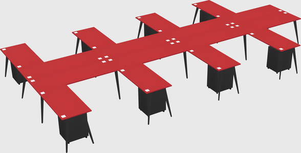 Shared l-shaped office desk system