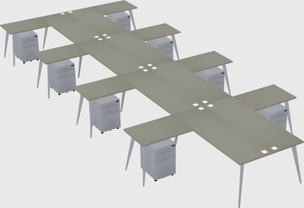 Shared l-shaped office desk system