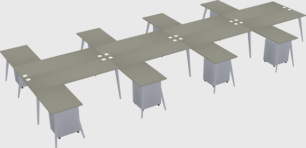 Shared l-shaped office desk system