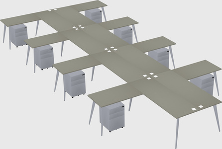 Shared l-shaped office desk system