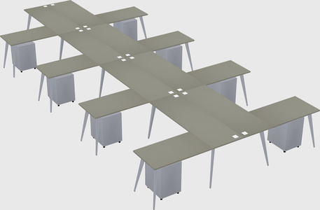 Shared l-shaped office desk system