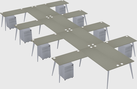 Shared l-shaped office desk system