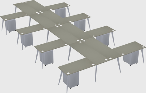 Shared l-shaped office desk system