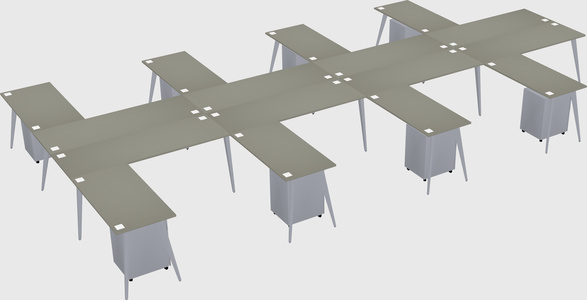 Shared l-shaped office desk system
