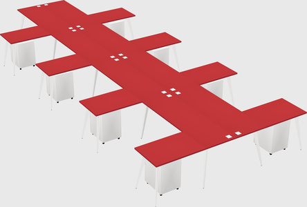 Shared l-shaped office desk system
