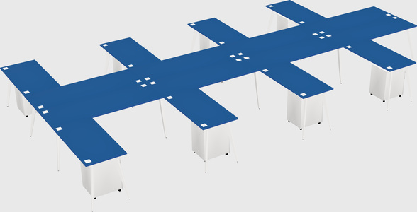 Shared l-shaped office desk system
