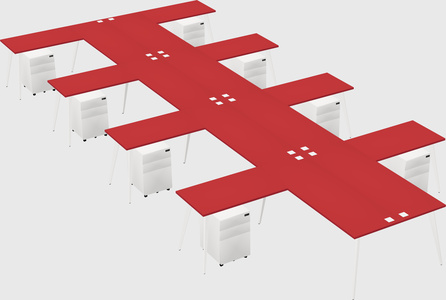 Shared l-shaped office desk system