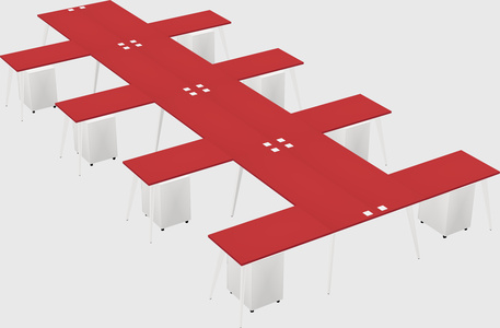Shared l-shaped office desk system