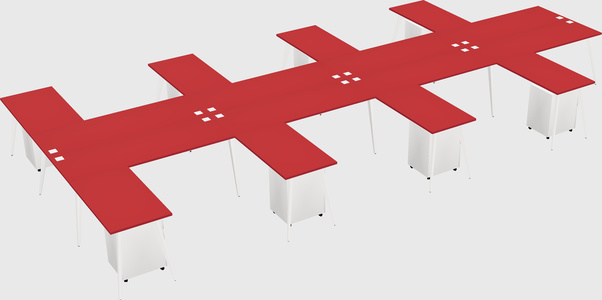 Shared l-shaped office desk system