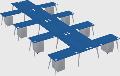Shared l-shaped office desk system