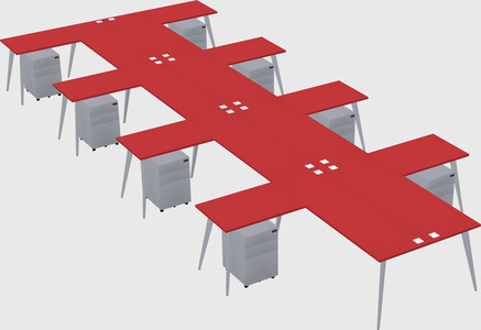 Shared l-shaped office desk system