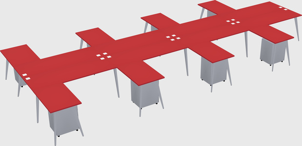 Shared l-shaped office desk system