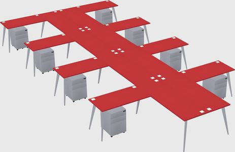 Shared l-shaped office desk system