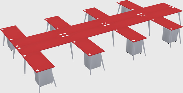Shared l-shaped office desk system