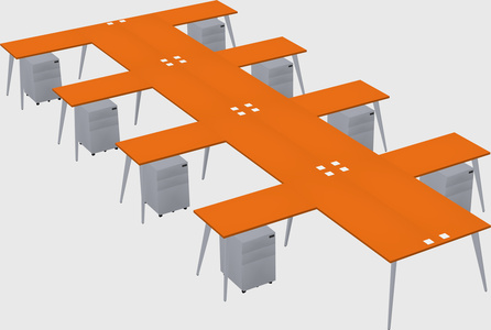 Shared l-shaped office desk system