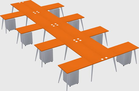 Shared l-shaped office desk system