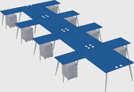 Shared l-shaped office desk system