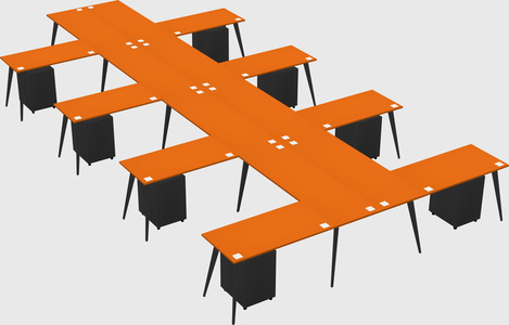 Shared l-shaped office desk system