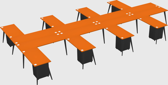 Shared l-shaped office desk system
