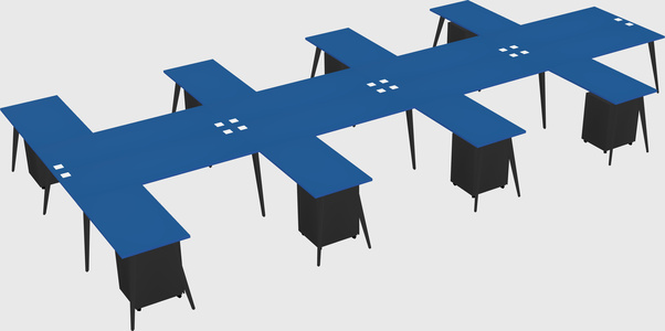 Shared l-shaped office desk system