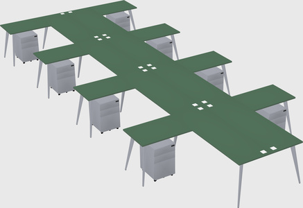 Shared l-shaped office desk system