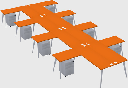 Shared l-shaped office desk system