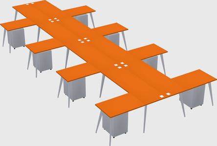 Shared l-shaped office desk system