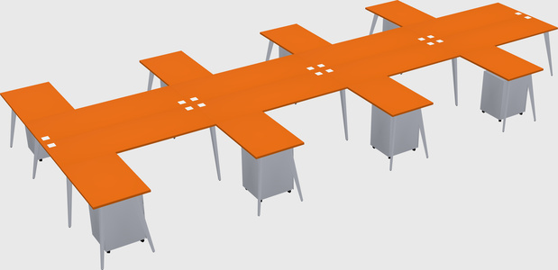 Shared l-shaped office desk system