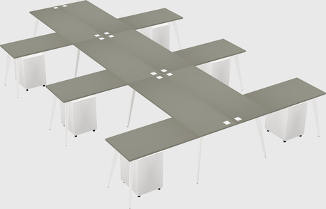Shared l-shaped office desk system