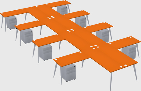 Shared l-shaped office desk system